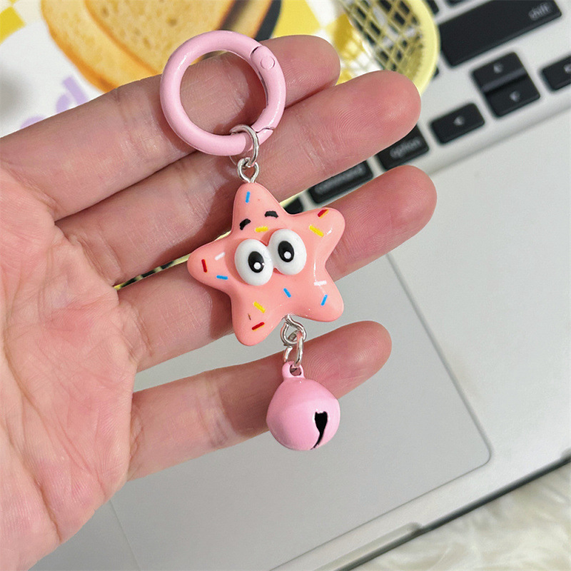 Nuevo Baby Esponja Pi Estrella llavero lindas campanas de dibujos animados colgantes accesorios bolsas escolares chicas regalos amigas