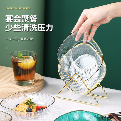 Light luxury transparent high-end spit bone dish home dining table bone dish food grade snack dish fruit plate candy nut dish