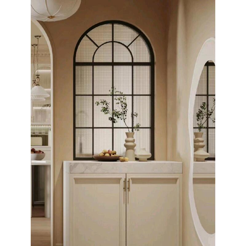 Living Room French Cream Style Arch Changhong Glass Stainless Steel Iron Screen Partition Entrance Creative Fake Window