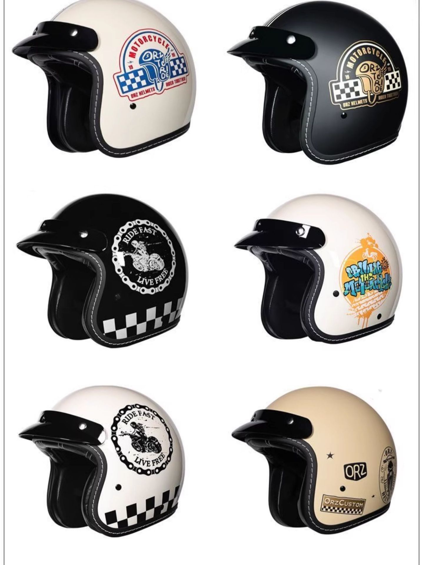 Suitable for Orz Motorcycle Helmets for Men and Women 3C Certified 3/4 Helmets Summer Retro Half Helmets Electric Motorcycles for All Seasons