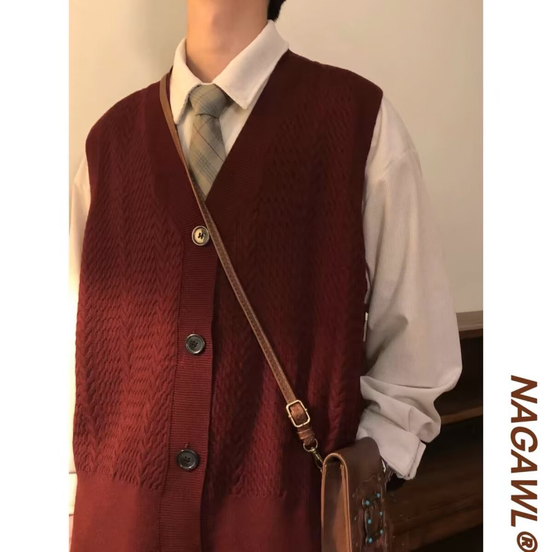 Retro Japanese burgundy cardigan