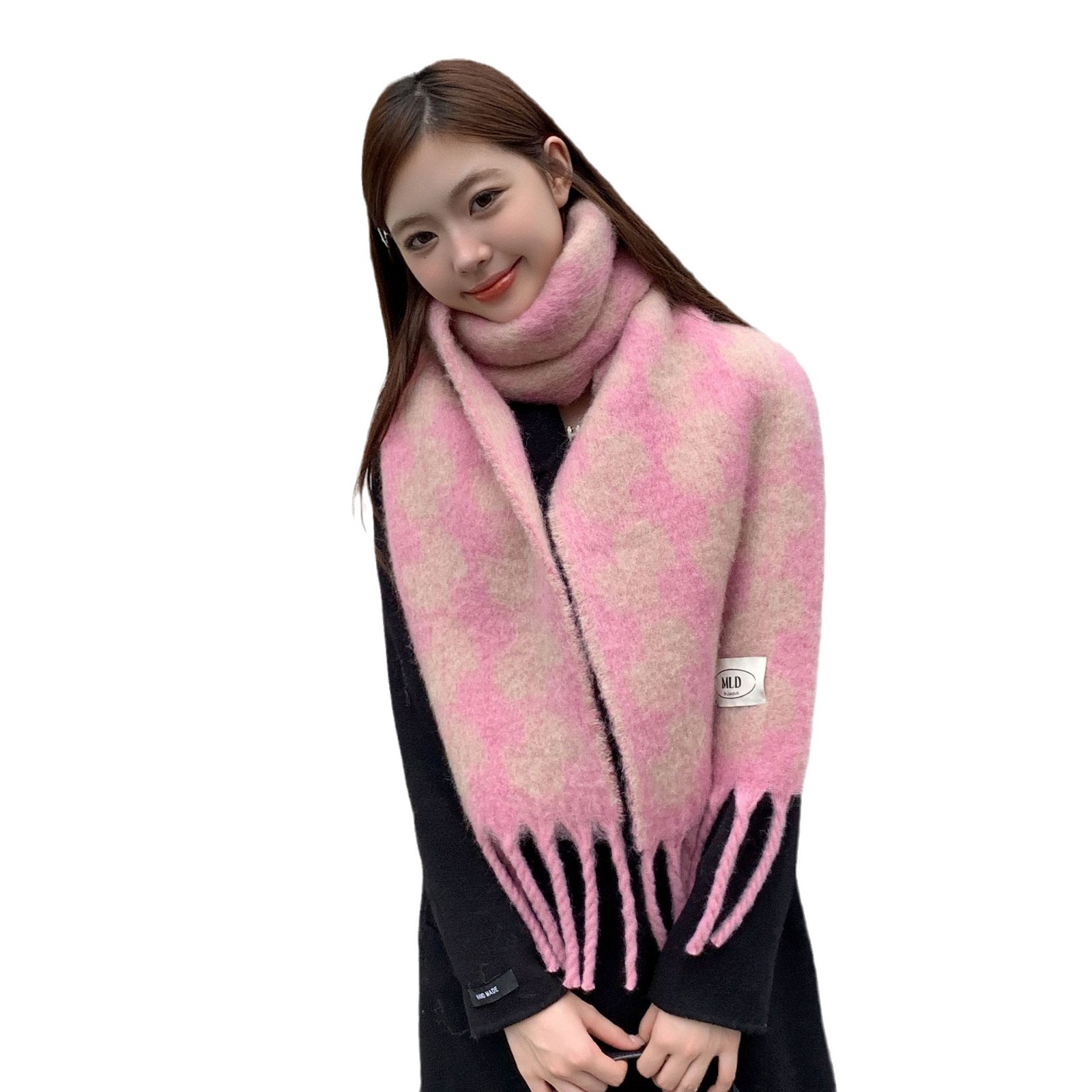 Otoño y invierno blanquear suave mahai vello chaleco coreano atmósfera bufandas a cuadros para mujeres calientes