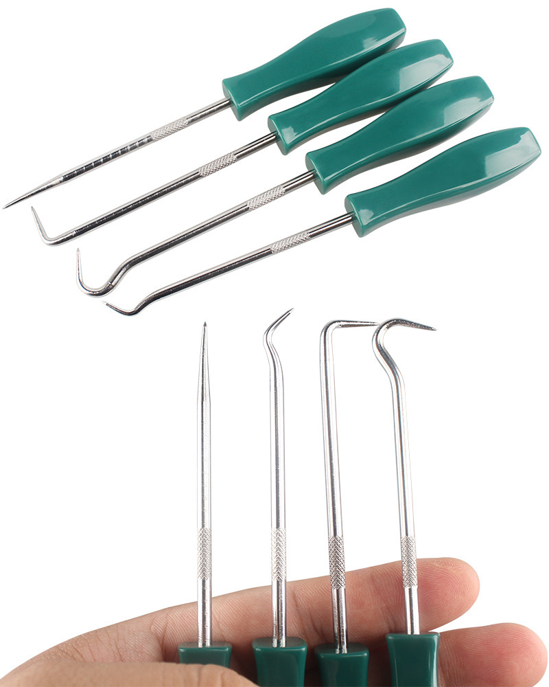 4-Piece Oil Seal Hook Set, Tire Repair Car Maintenance Tool, O-Ring Seal Puller, Driver Removal Set