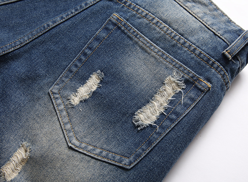 Pantaloncini jeans uomo distressed taglio dritto casual vintage_voghion.com