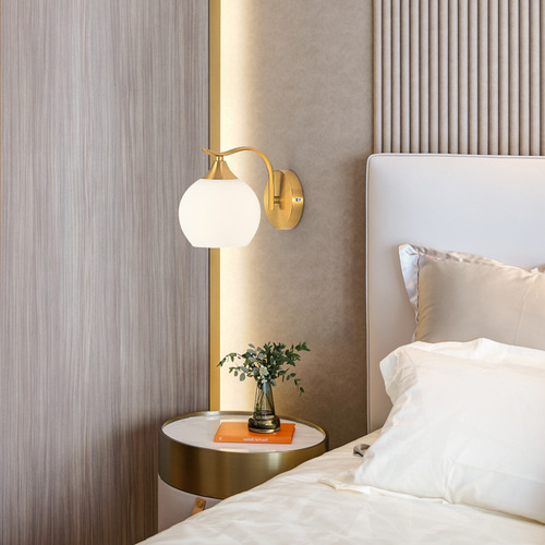 Bedside wall lamp for the bedroom, Nordic creative corridor hallway indoor sound control sensor wall lamp, American living room wall lamp