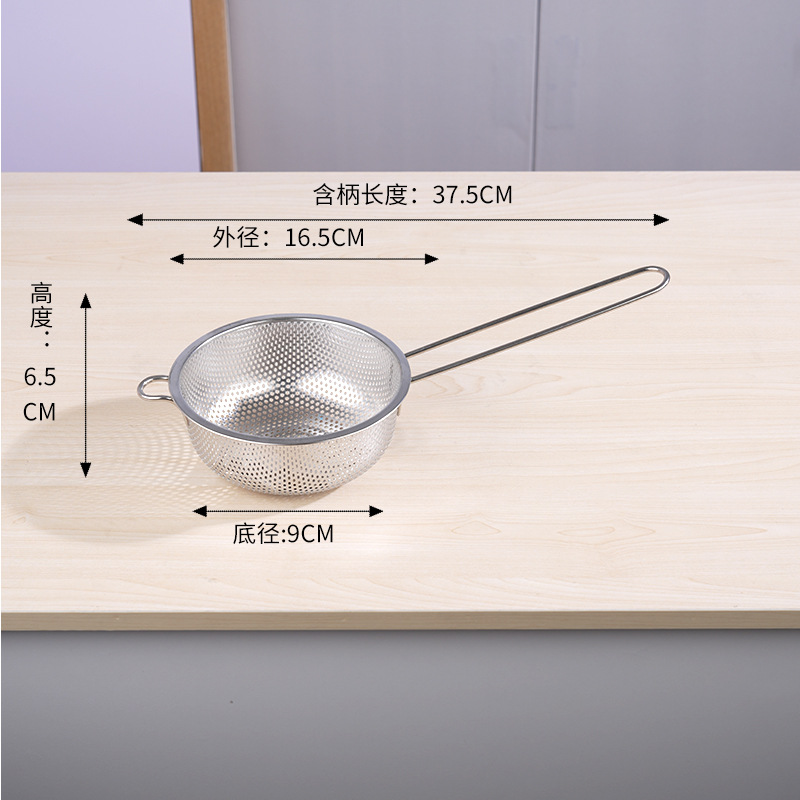 Cesta de frita de acero inoxidable con mango perforación cucharas de aceite de filtro cucharas de filtrado de vegetales y frutas cestas de drenaje cucharas de filtrado cucharas de escoria