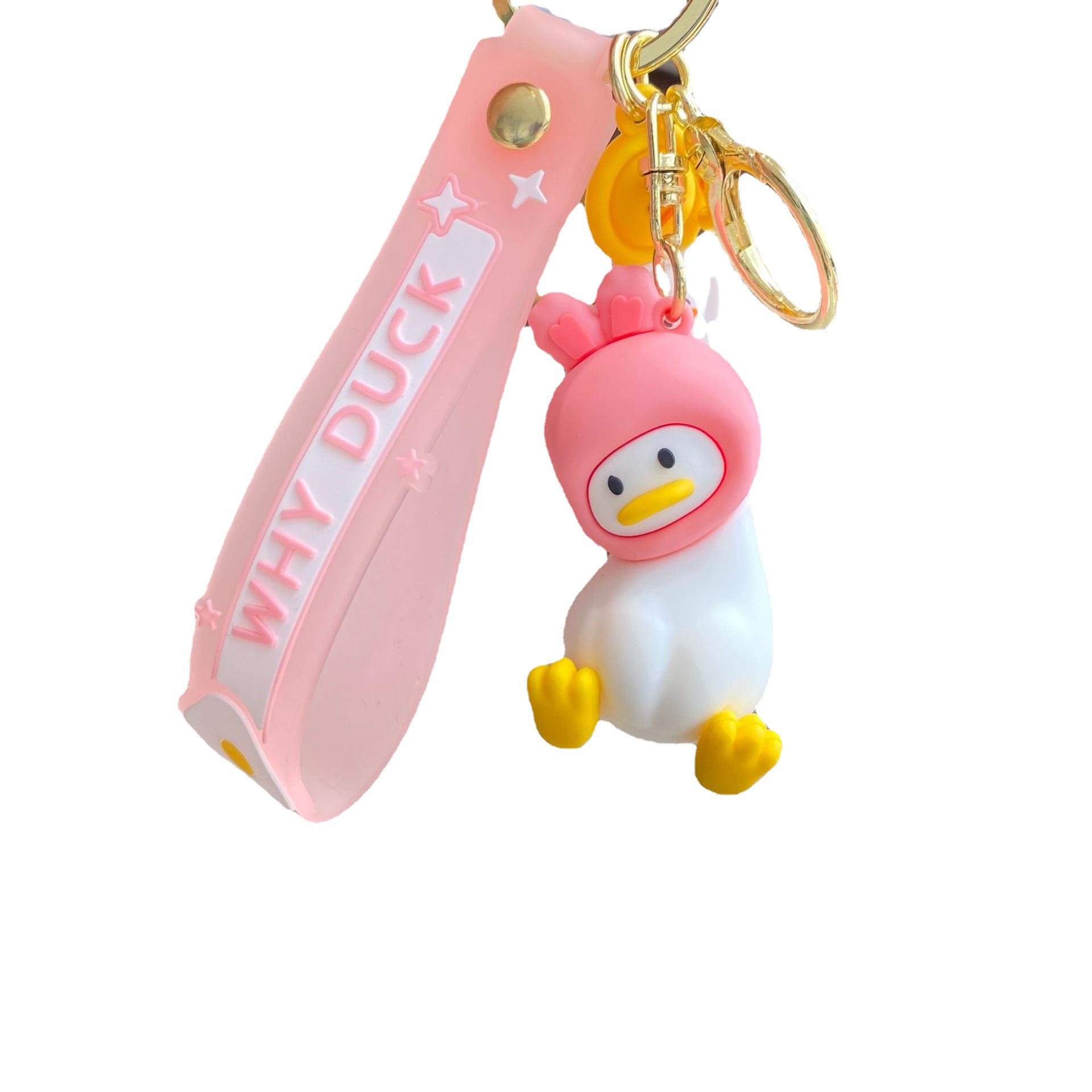 Dibujos animados pato torcido lindo cabeza cubierta llavero colgante lindo pequeño pato coche llavero adornos regalo al por mayor