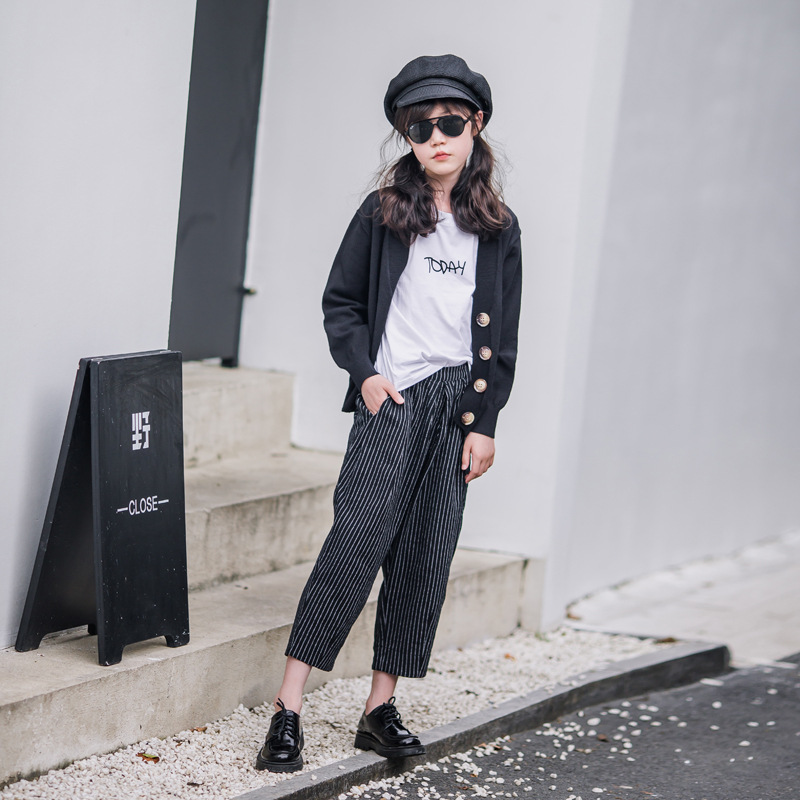 Abrigo para niñas 2023 nueva primavera, Otoño e Invierno estilo occidental ropa para niños estilo japonés simple punto otoño suéter cardigan