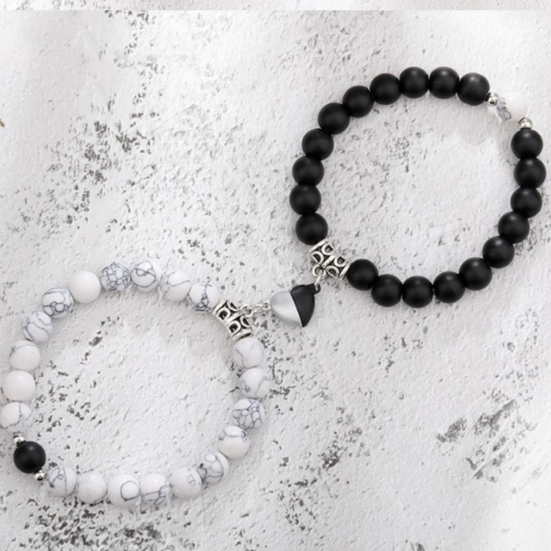 2 pièces nouveau produit lancé Qixi amoureux bracelet en pierre volcanique œil de tigre magnétique_voghion.com
