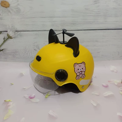 Motosiklet kaskı (dəbilqə) – Cute Cartoon Anti-Fall Summer Adjustable - big-yellow-no-1-short-lens-black-cat-ears-black-windmill-1-5-years-old-3c
