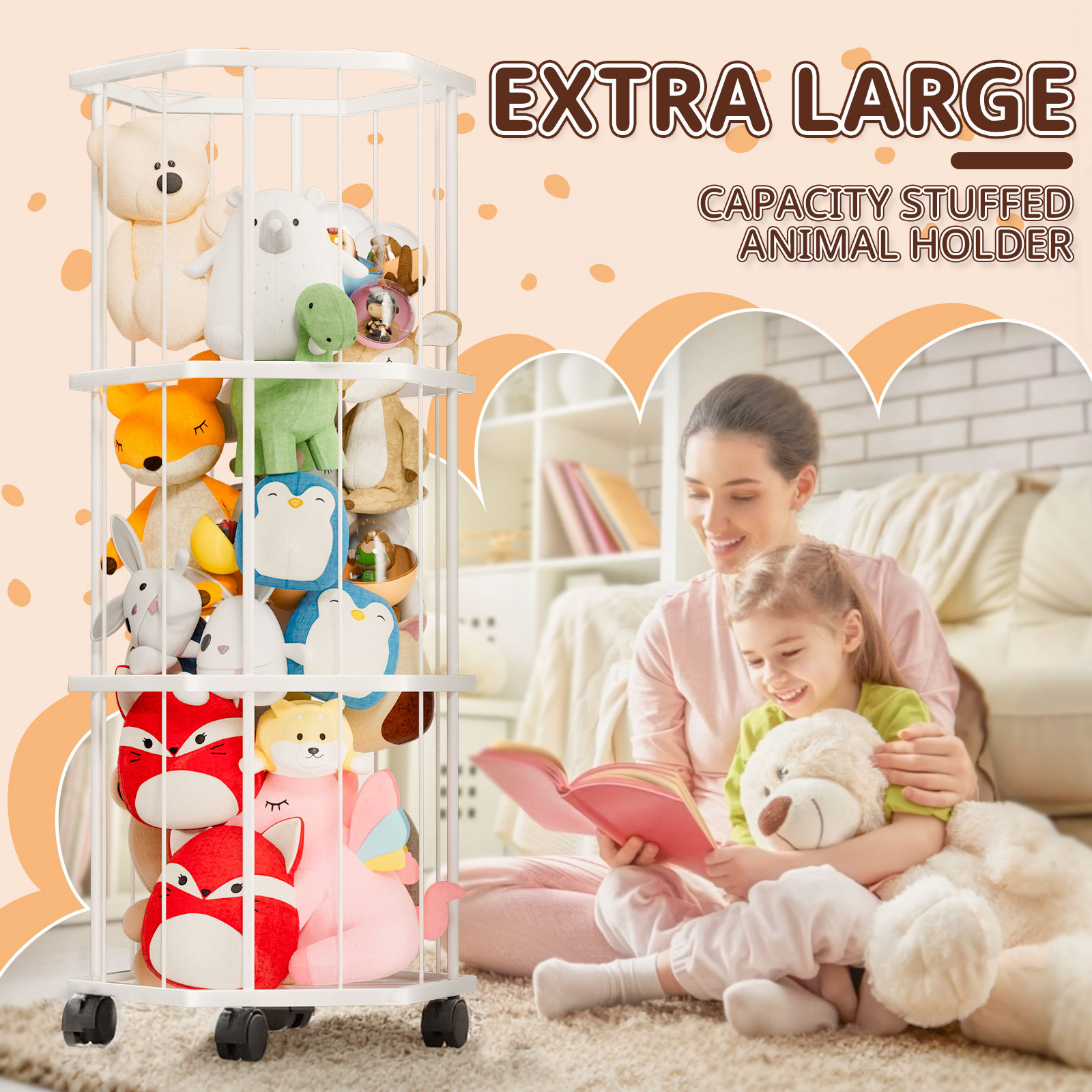 muñeca de gran diámetro barril de almacenamiento juguete de peluche casero marco de acabado transparente muñeca móvil almacenar artefacto mágico