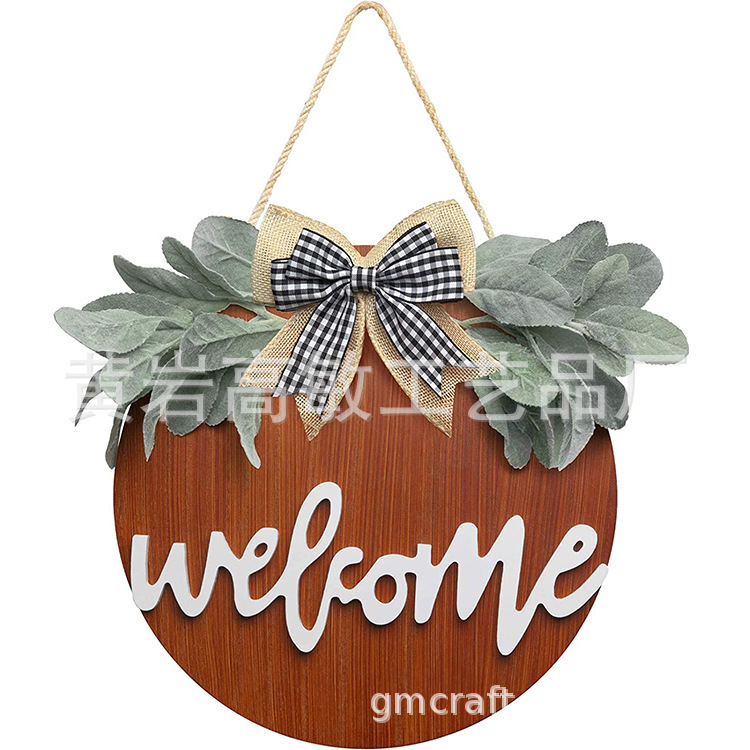 Porch Welcome Wreath Sign Farmhouse Front Porch Decoration, Rustic Door Hanging Front Door