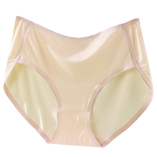 Large size underwear women's ice silk quick-drying fat mm 200 pounds high waist seamless high fork sports women's underwear silk antibacterial