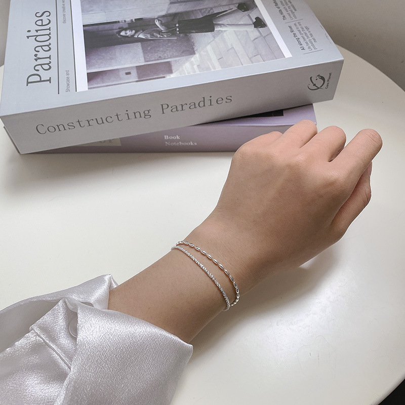 925 Sterling Silver Pendant Material Stone-Free Inlay Material 925 Sterling Silver Coffee Bean Chain Twisted Rope Chain Bracelets Casual Modern Style Simple Style