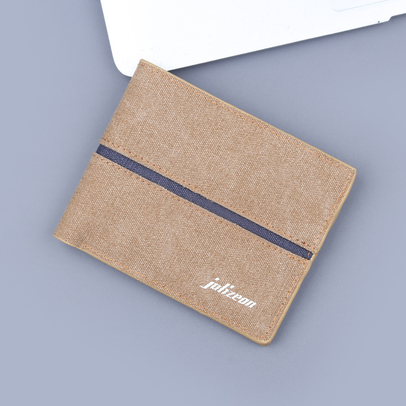 Canvas cartera de hombre bolsa de tarjetas de hombre bolsa de tela suave cartera de hombre corta fábrica de cartera de hombre denim spot