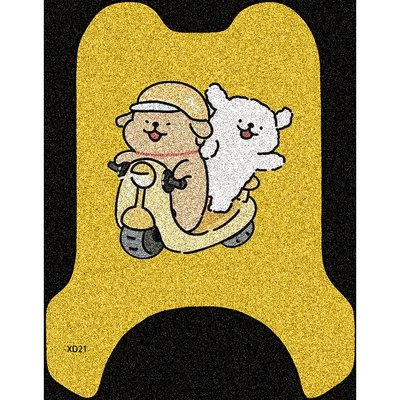 Electric vehicle foot mat Edition Foot Mat, Waterproof Foot - yellow-strolling-dog