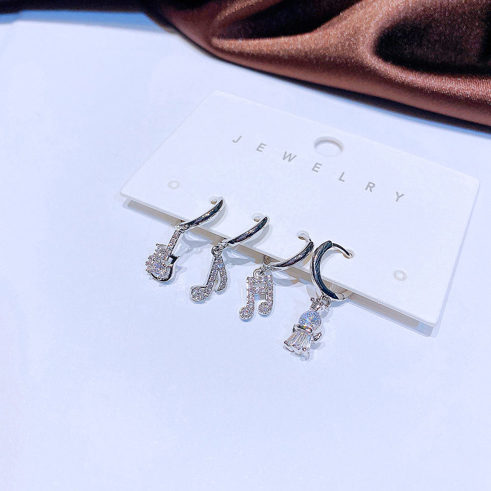 Womenu0027S Fashion Geometric Copper Earrings Inlaid zircon Zircon Drop Earrings 4 Pieces