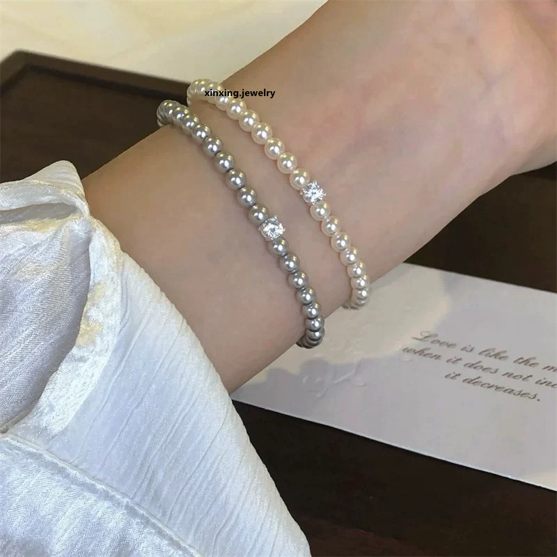 New Bracelet Fever Blogger Shi's Pearl Bracelet, Simple Square Diamond, Exquisite and Delicate, Versatile Bracelet Jewelry