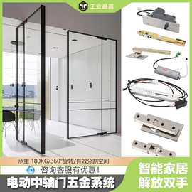 隐藏电动中轴门旋转门五金配件电机系统隐形偏轴门天地轴门玻璃门