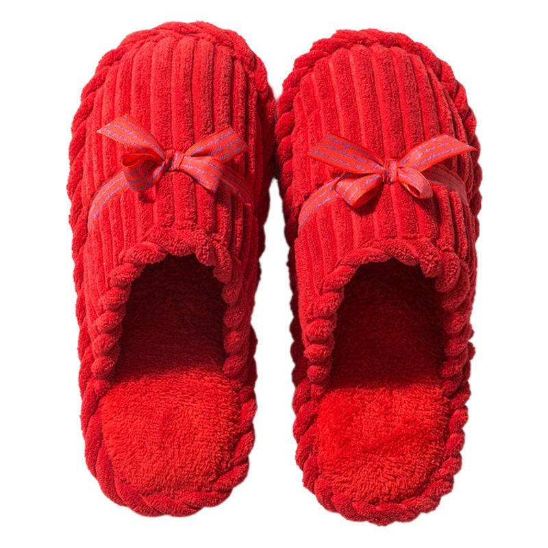 Свадебные тапочки Красные Свадебные праздничные домашние тапочки для пар из хлопка Женские осенне-зимние свадебные