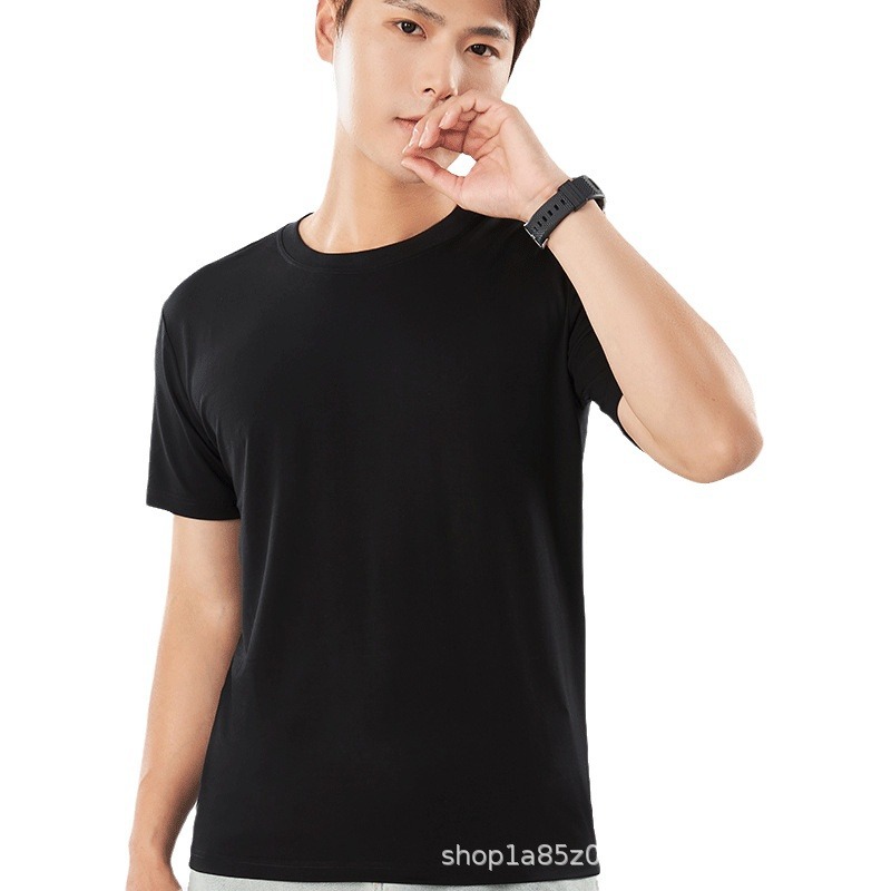 Verano nuevo estilo Solona manga corta camiseta con sensación de hielo para hombre camisa cultural camisa publicitaria de color sólido cuello redondo suelto ropa de trabajo impresión