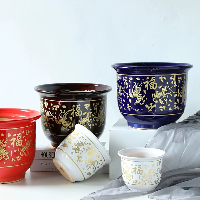 Керамический цветочный горшок Домашняя гостиная большой калибр благословение красная ваза Кливия Фортуна