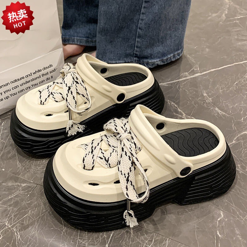 Niche Design Thick-Soled Height-Increasing Clogs for Women, New Summer Style, Fashionable Outer Wear Two-Wear Slippers