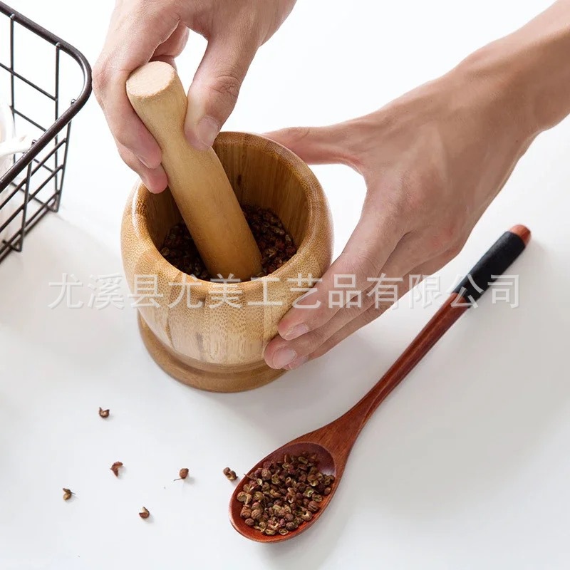 Bambú ajo mortero manual de hogar ajo machacador de ajo tarro Mascher de ajo tarro fabricante de mortero en stock