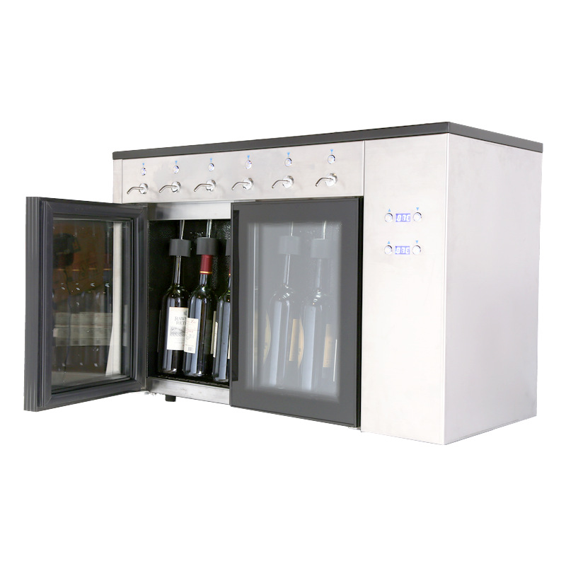 FUENTE fabricante dispensador de vino de acero inoxidable doble temperatura comercial 6-pack inteligente nitrógeno fresco-mantenimiento separador de taza