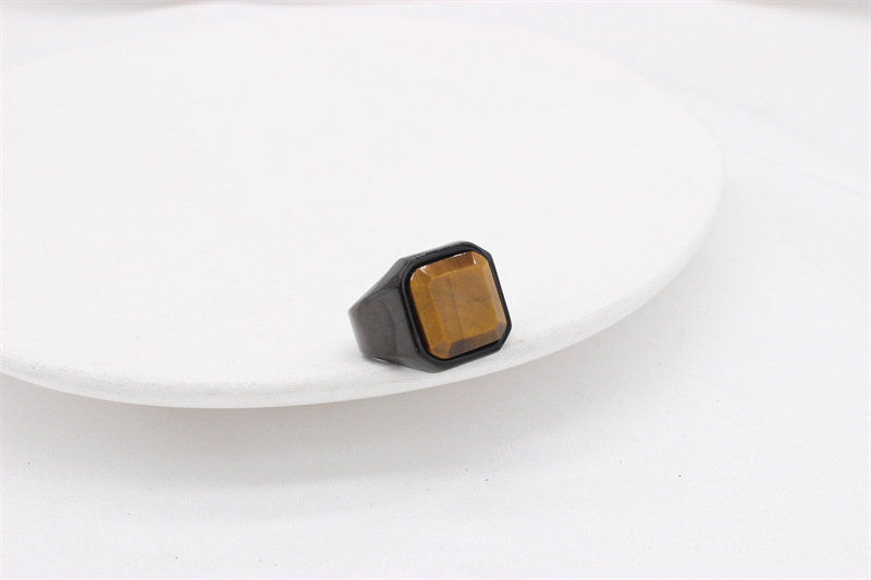 Simple Style Square Titanium Steel Inlay Artificial Gemstones Men's Rings display picture 21