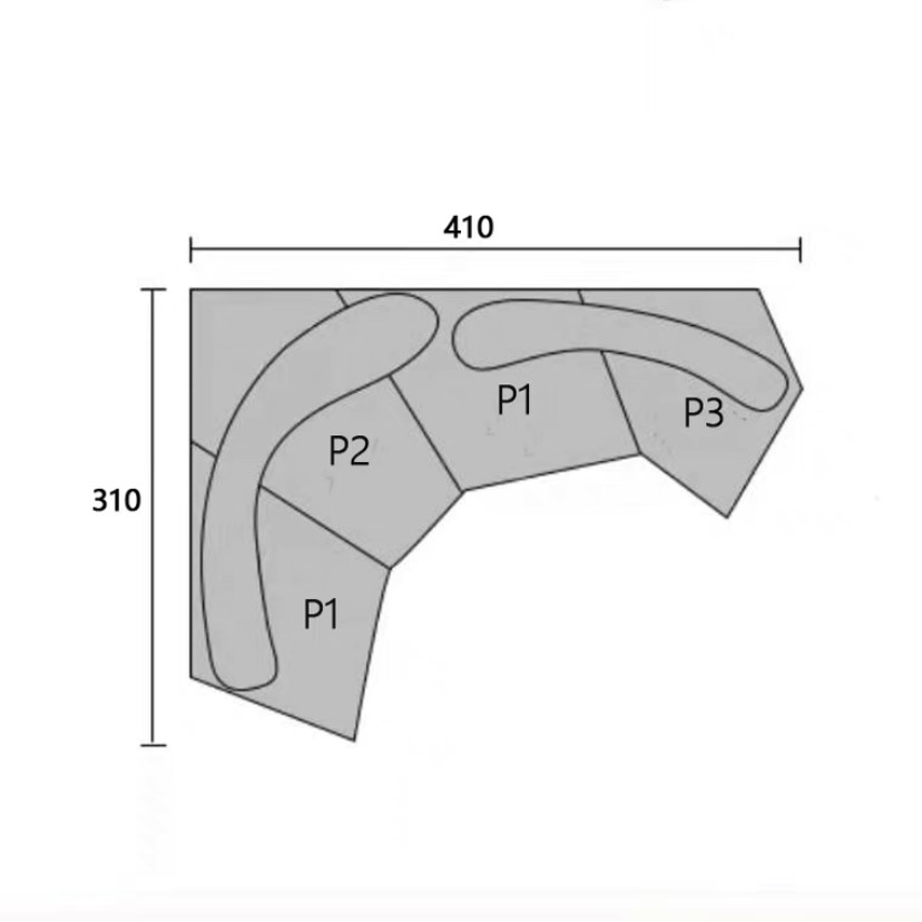 Italiano minimalista sofá de tela de roca gran sala de estar muebles villa gran capa plana módulo de forma especial sofá