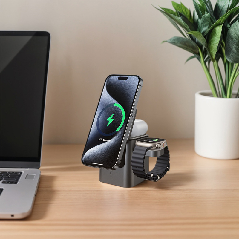 Cargador Inalámbrico Plegable de Escritorio Carga Magnética
