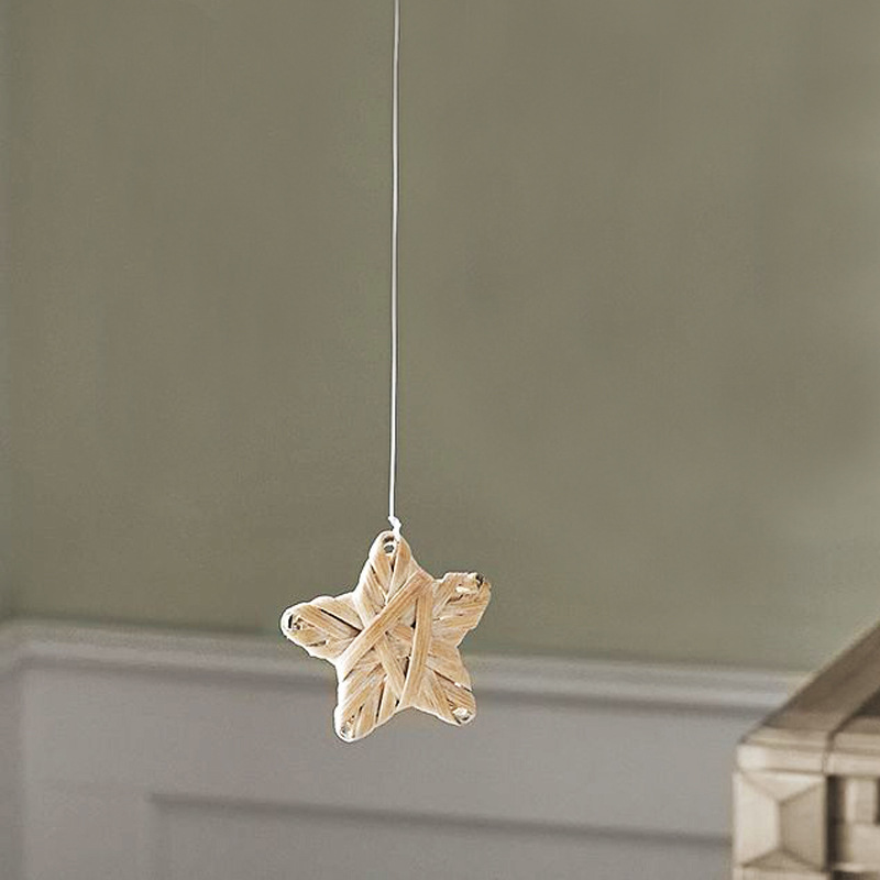 Paja de ratán de estilo nórdico tejida Luna en forma de estrella decoraciones para colgar en la pared accesorios de fotografía de habitación de los niños adornos para colgar en la pared