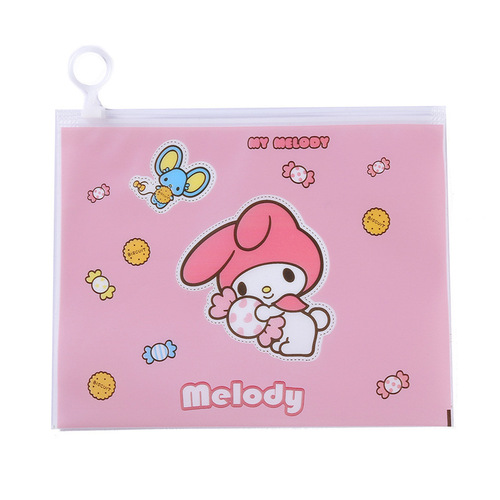 Sanrio Pencil Bag Storage Bag Cartoon Girly Heart Student Cute Ring Zipper Transparent Bag Cute Stationery Convenient