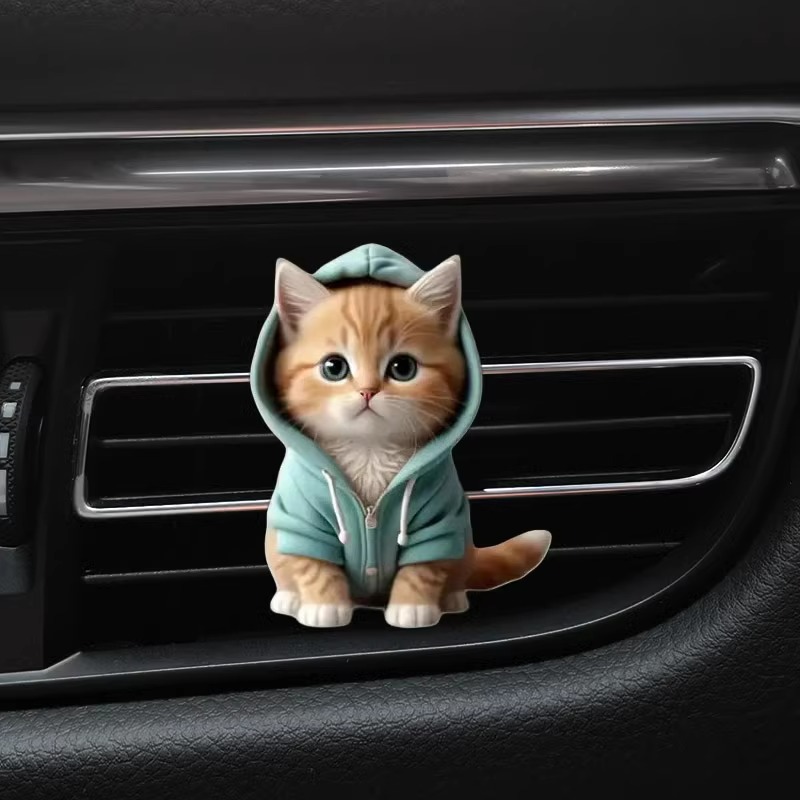 Cute gato de automóvil ventilador de ventilación clip de perfume acrílico gatito decoración de automóvil decoración de automóvil decoración de perfume