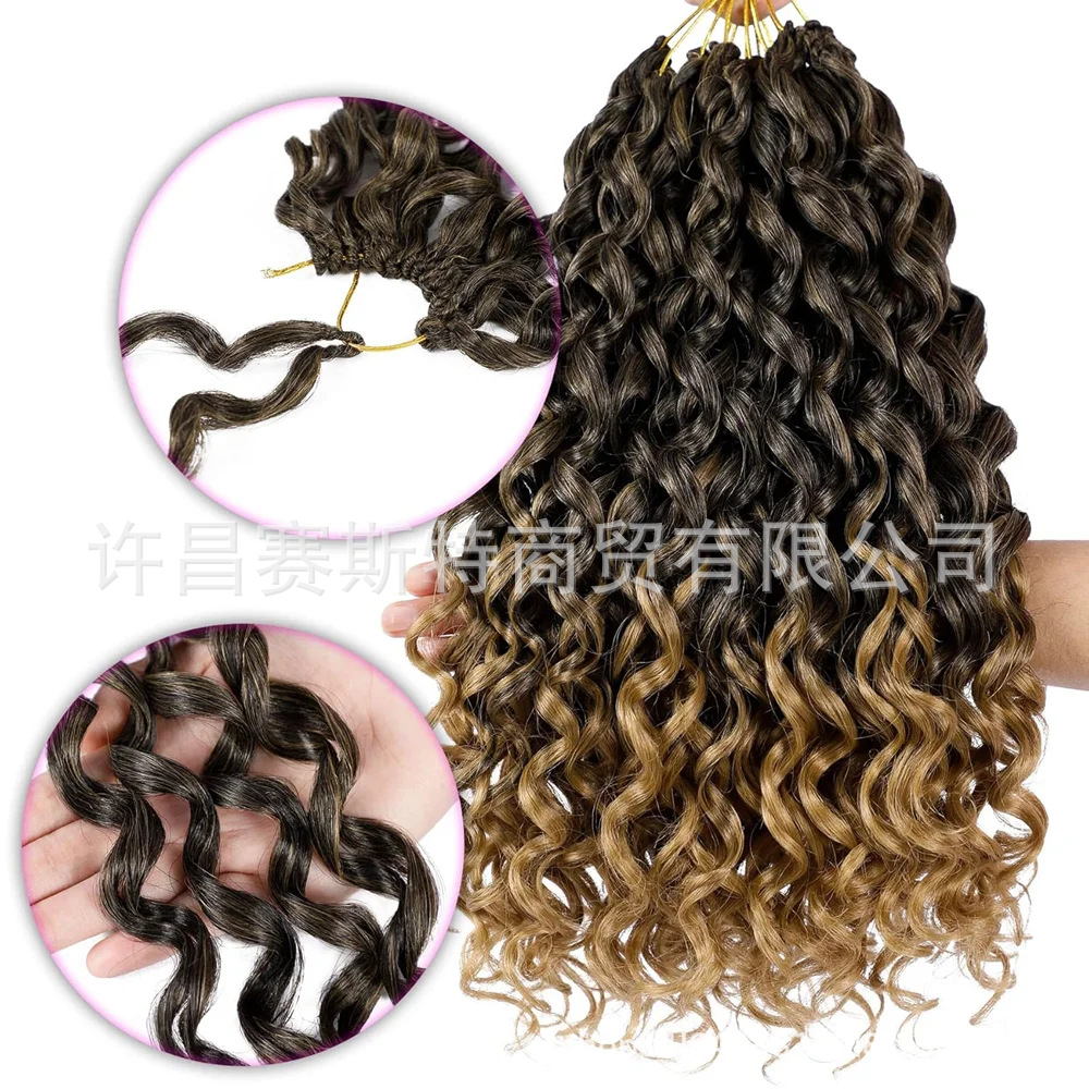 Transfronterizos Europeos y estadounidenses calientes pelucas trenzas sucias GoGo Curl Crochet Hair pequeño rollo de agua ondulada crochet