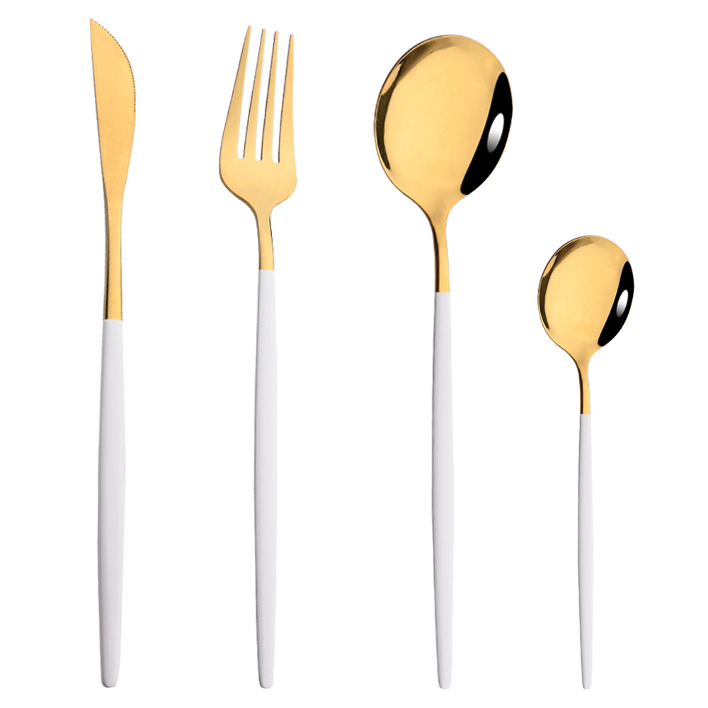 Vajilla de acero inoxidable portugués cuchillo de carne y tenedor portátil ins Hotel Occidental de oro occidental comida cuchillo y tenedor combinación