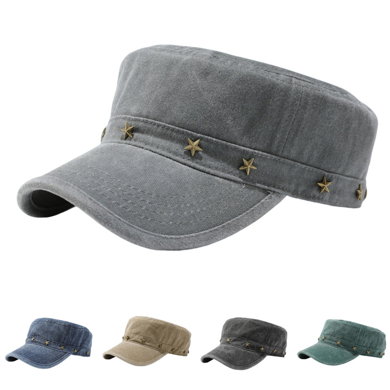 Black Flat-Top Hat for Middle-Aged and Elderly Men, Summer Sun Protection Hat, British Style Retro Navy Cap, Face-Slimming Baseball Cap Black Flat-Top Hat for Middle-Aged and Elderly Men, Summer Sun Protection Hat, British Style Retro Navy Cap, Face-Slimming Baseball Cap