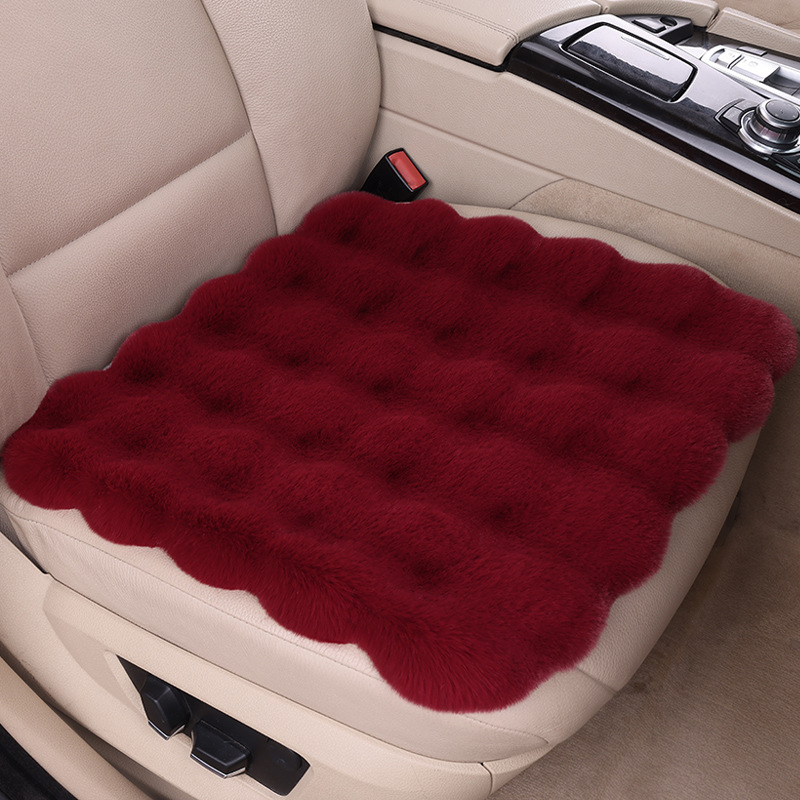 Car Seat: Qìchē Wool pad - wine-red-front-row-single-piece