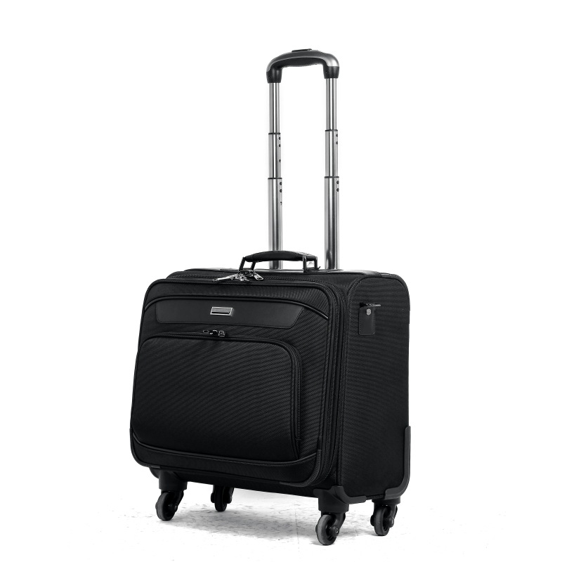 Vali vải Oxford kết hợp da 17 inch có khóa số, bánh xe đa hướng, nhẹ tiện lợi cho du lịch công tác