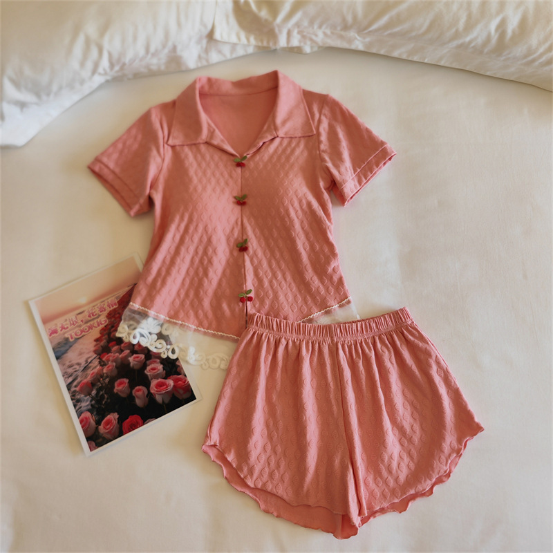 2026 New Summer Style Pure Cotton Pajamas for Women, Short-Sleeved Shorts Two-Piece Set with Chest Pad, Cardigan Pajama Set 2026 New Summer Style Pure Cotton Pajamas for Women, Short-Sleeved Shorts Two-Piece Set with Chest Pad, Cardigan Pajama Set