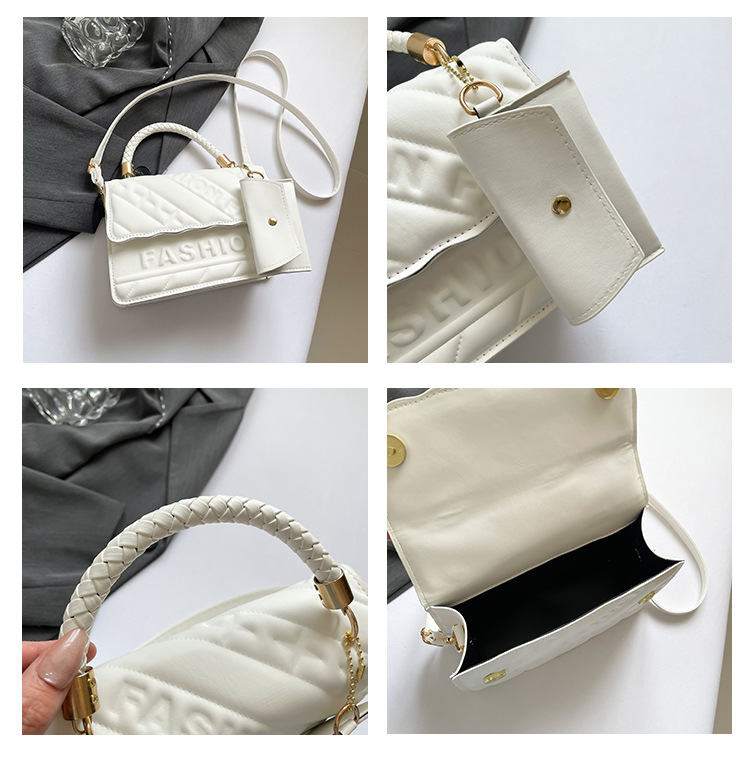 Ladies' candy-colored stylish handbag, 2024 autumn new ins single-shoulder crossbody bag, stylish embossed small square bag undefined