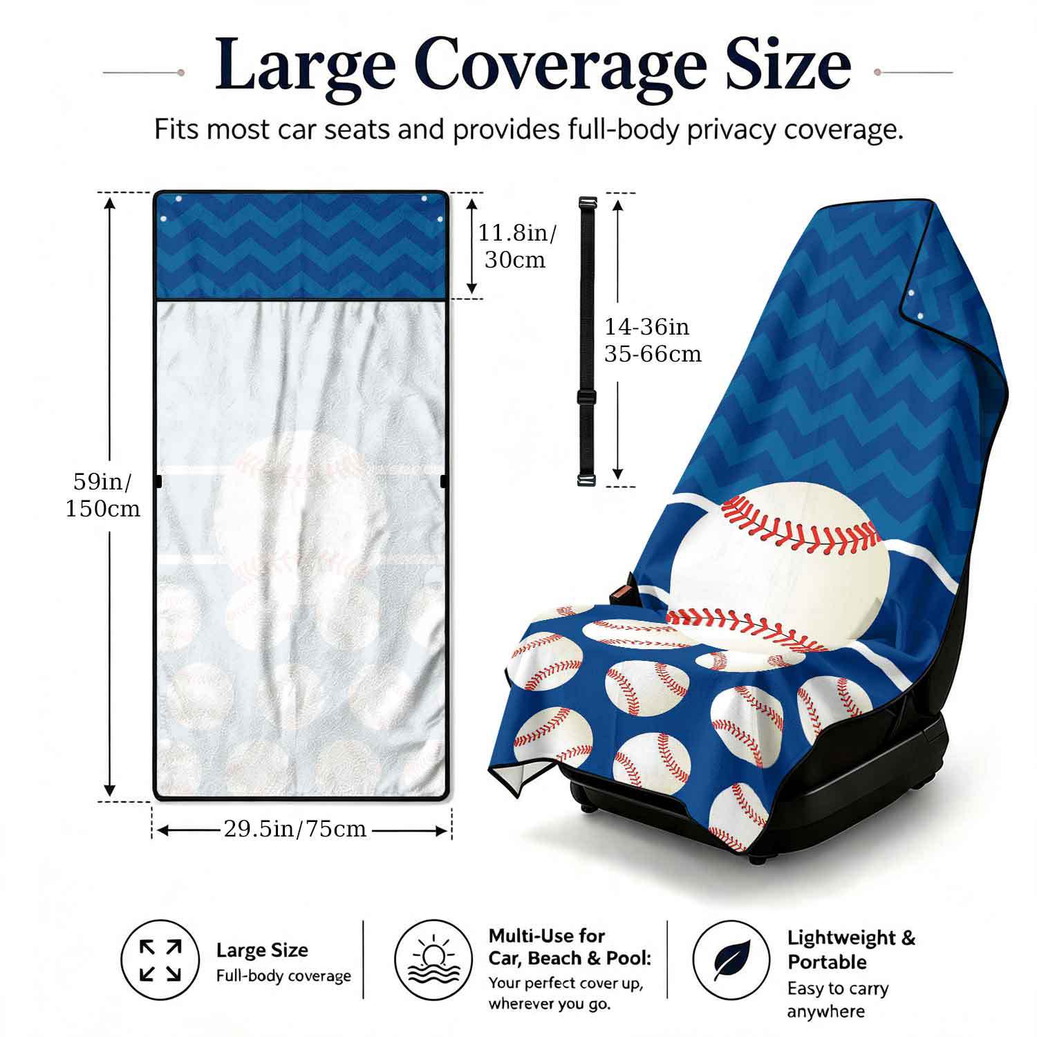 Printed bath towel and car seat cover 2-in-1, ultra-fine fiber outdoor beach and car dual-use universal seat cushion