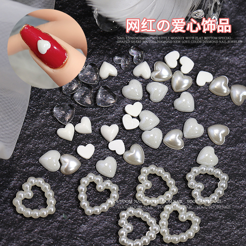 Japanese white three dimensional transparent nail decoration pearl…