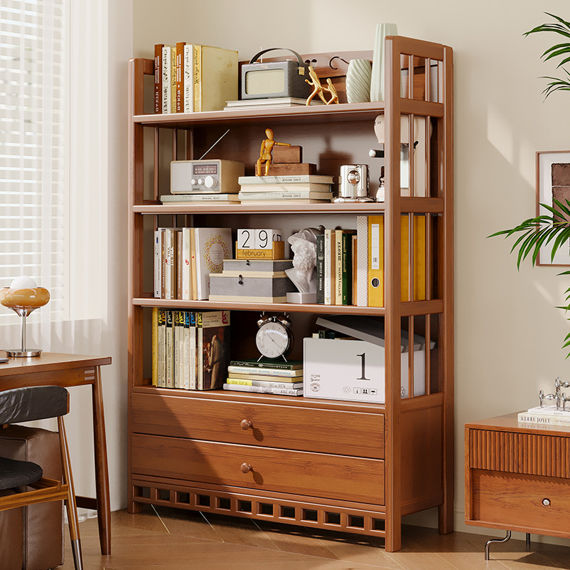 Estantería simple, piso, sala de estar doméstica simple, gabinete de libros pequeño de varios pisos, estante de almacenamiento económico contra la pared