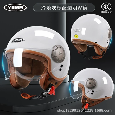 and Winter Warm Retro Motorcycle Full-Face – Motosiklet kaskı (dəbilqə) - cold-gray-transparent-short-mirror
