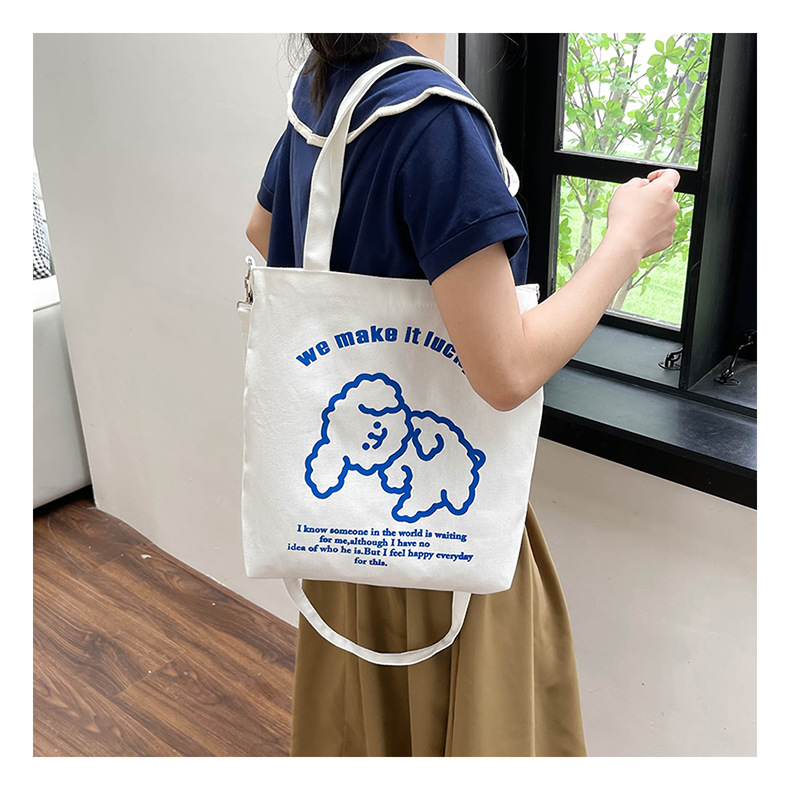 New fashionable and cute canvas bag, simple and large-capacity tote bag, casual and versatile single-shoulder crossbody bag, Douyin consignment undefined