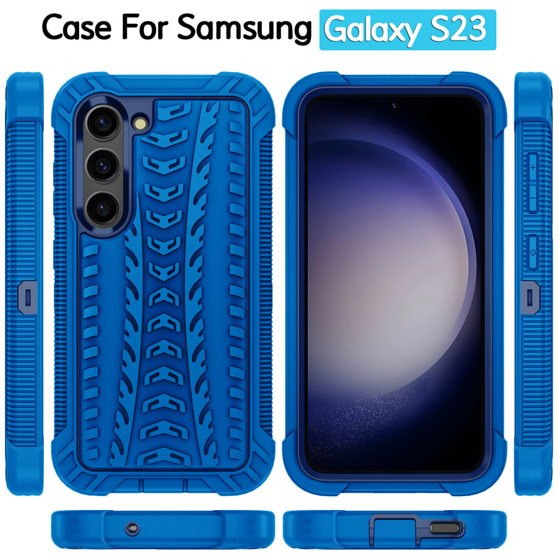 Drop Resistant Silicone Phone Case for Samsung Galaxy S23 Samsung Heavy Duty Armor 3 in 1 Protective Case for S23