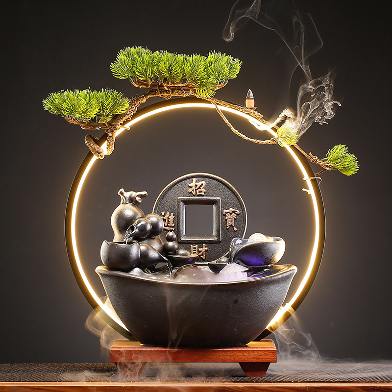 Creative Flowing Water Ornaments To Attract Wealth,Living Room,Office Entrance,Desktop Cashier,Moving To Home,Company Opening Gift