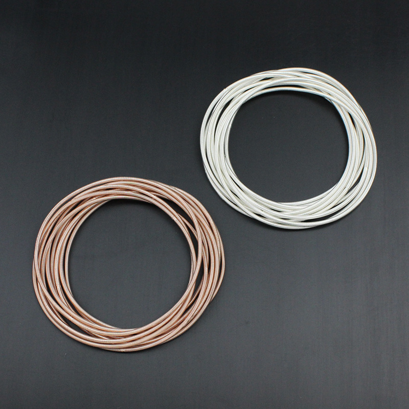 Wire Diameter 1.7mm Spring Carbon Steel Wire Rose Gold Silver Bracelet Can Be Opened and Tightened Spring Guitar String Bracelet for Women